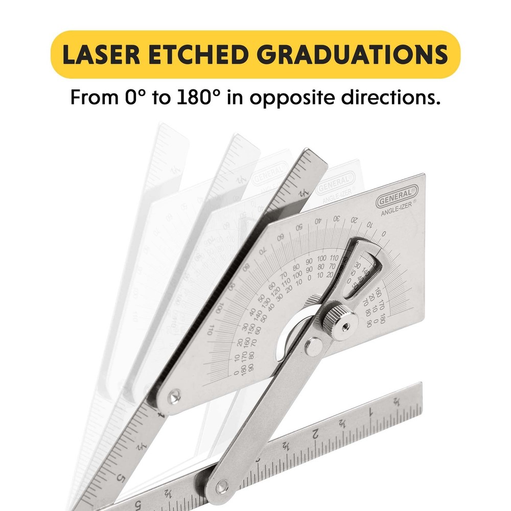 General Tools Protractor and Angle Finder #39, Stainless Steel, Outside,...