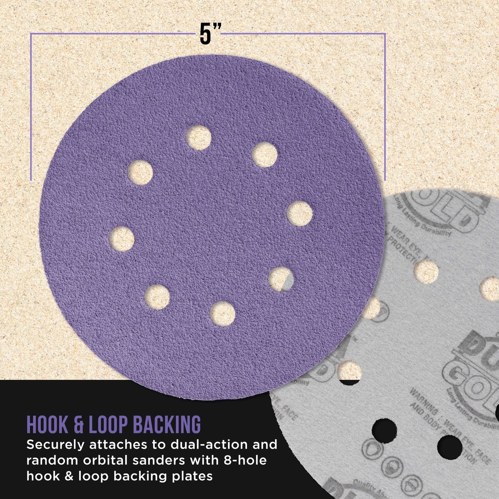 5" Ceramic Sanding Discs, 8-Hole, 50 Disc Variety Pack - Hook & Loop Sandpaper