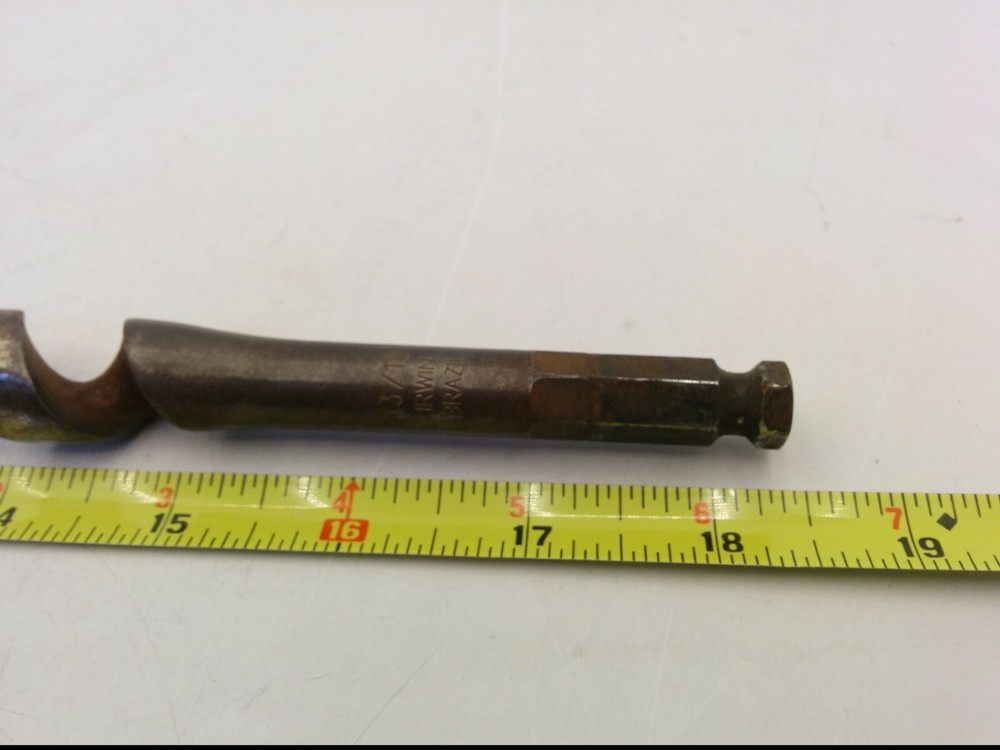 IRWIN BRAZIL 15/16 AUGER BIT, 18-1/2" TOTAL LENGTH