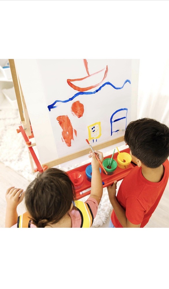 Melissa & Doug Easel Accessory Set - Paint, Cups, Brushes, Chalk, Paper, Marker