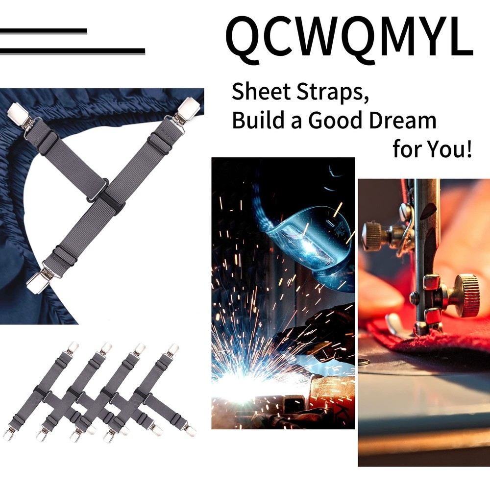 Fitted Sheet Straps 4 PCS Sturdy Bed Sheet Clips Keeping Sheets in Place Shee...