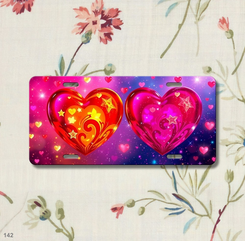 Premium Hearts License Plate Customizable Front Plate Gift Idea
