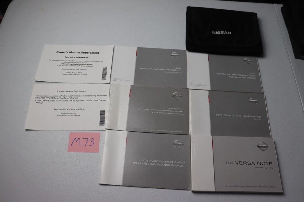 2015 NISSAN VERSA NOTE COMPLETE OWNERS MANUAL BOOKS REF WARR MAINT GUIDES CASE
