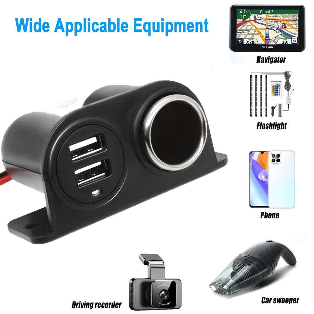 Dual USB Car Cigarette Lighter Socket Splitter Power Adapter Charger Outlet 2pc