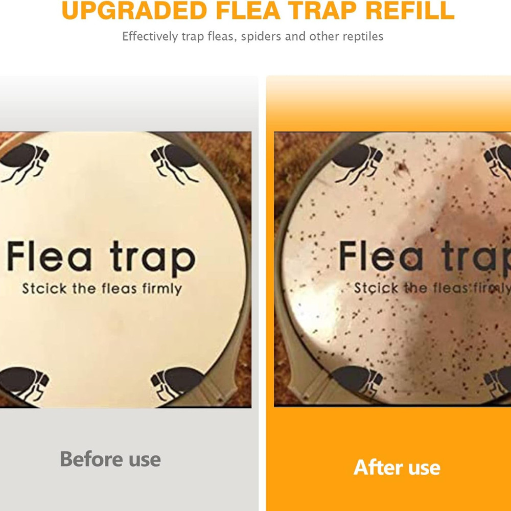 2 Pcs Flea Traps for Inside Your Home, Bug Killer with Sticky Pads & Light Bulb