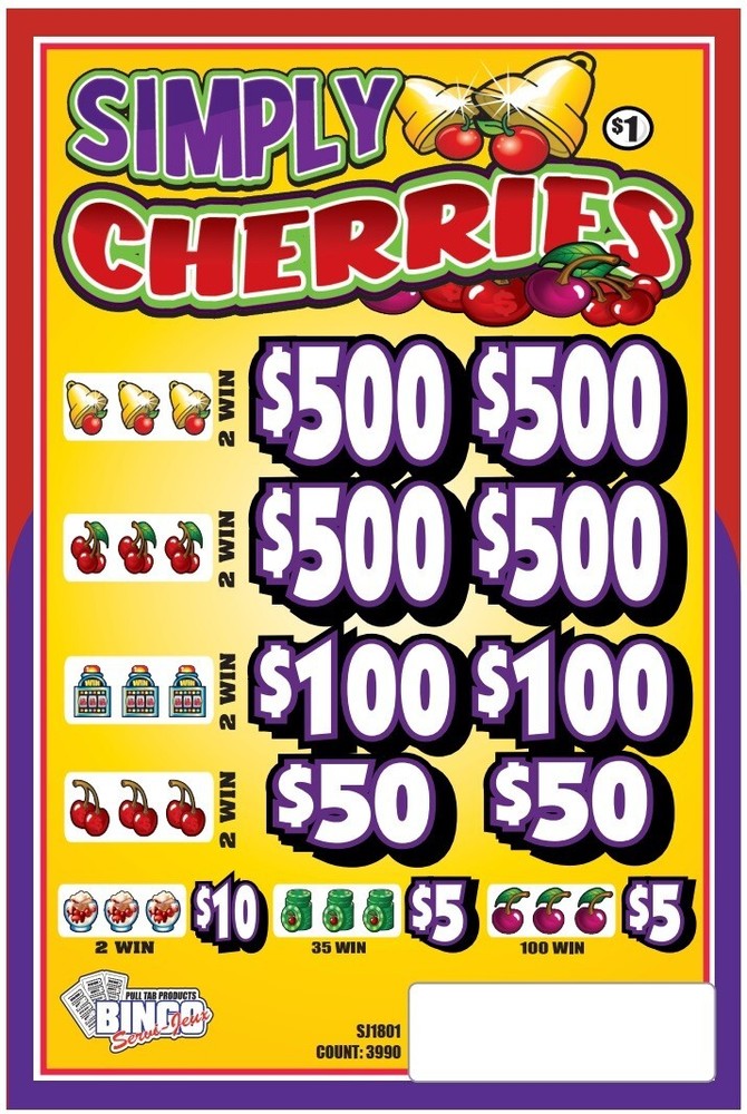 NEW pull tickets SIMPLY CHERRIES / $5 BOTTOM - Instant Tabs