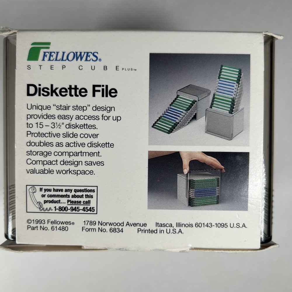 Fellowes Step Cube Plus Disk Holder, Holds 15 3.5" Disks *New*