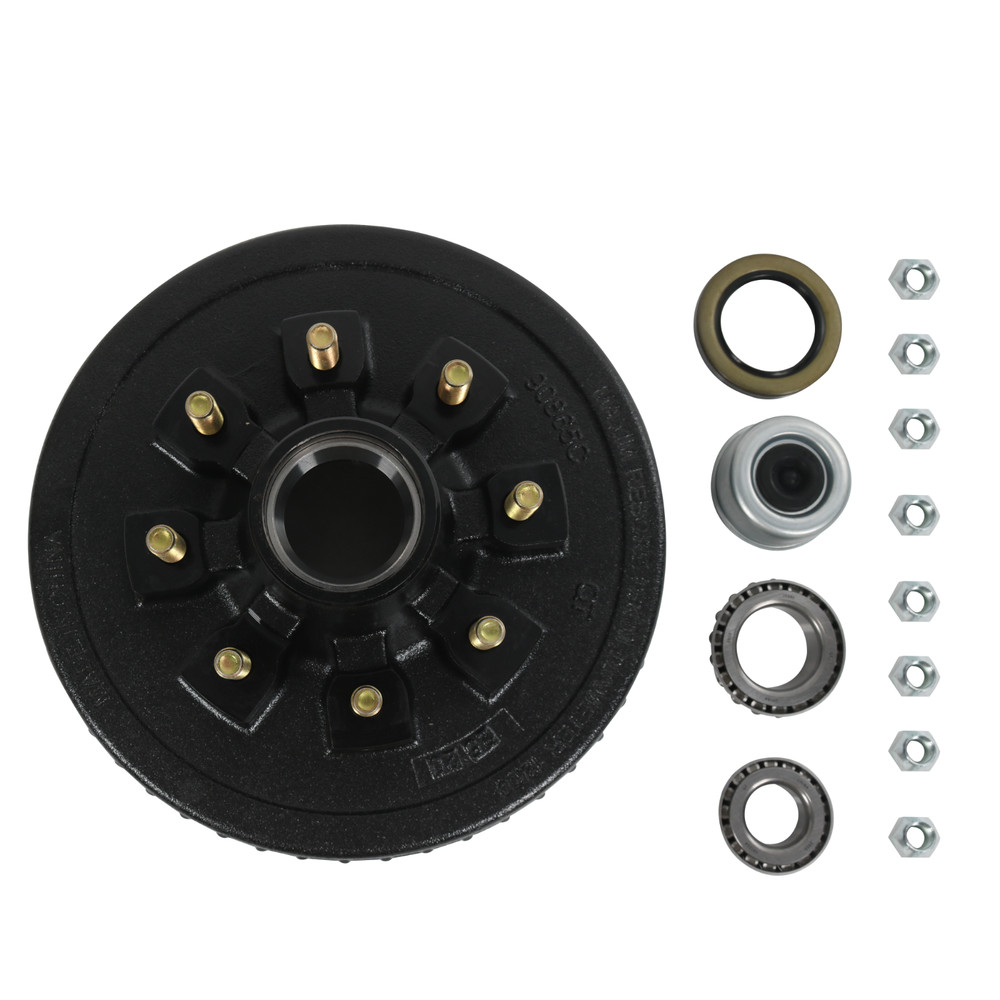 HD 12" X 2" Trailer Brake Drum Kit 8 on 6.5" for 7K-8K Lbs Axle with 9/16" Studs