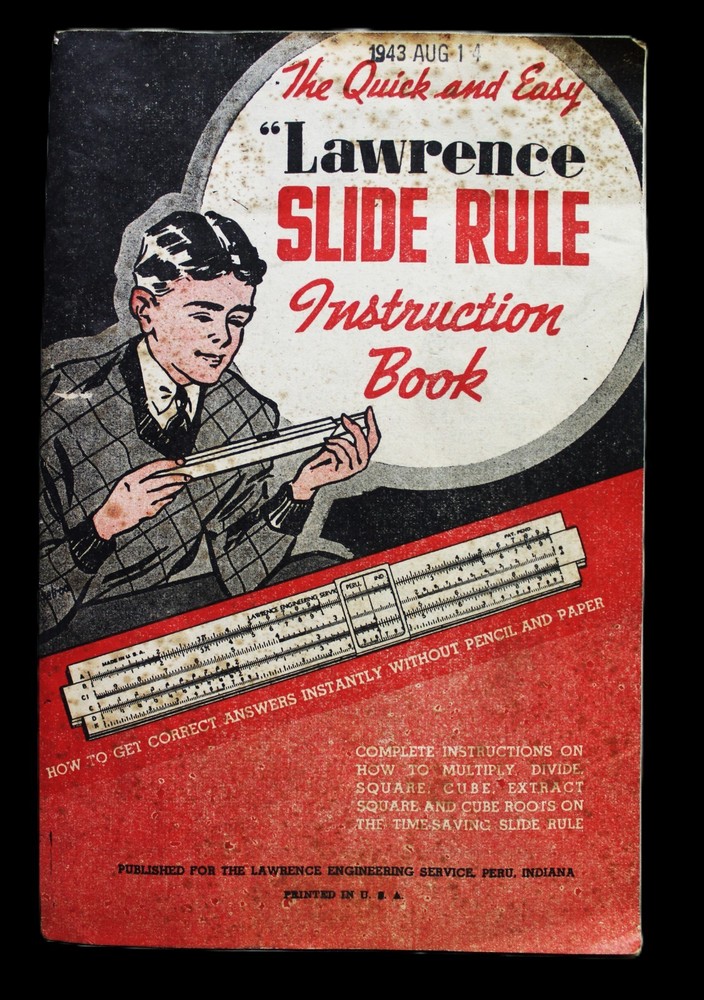 LAWRENCE ENGINEERING SLIDE RULE INSTRUCTIONS BOOKLET BROCHURE 1939 VINTAGE