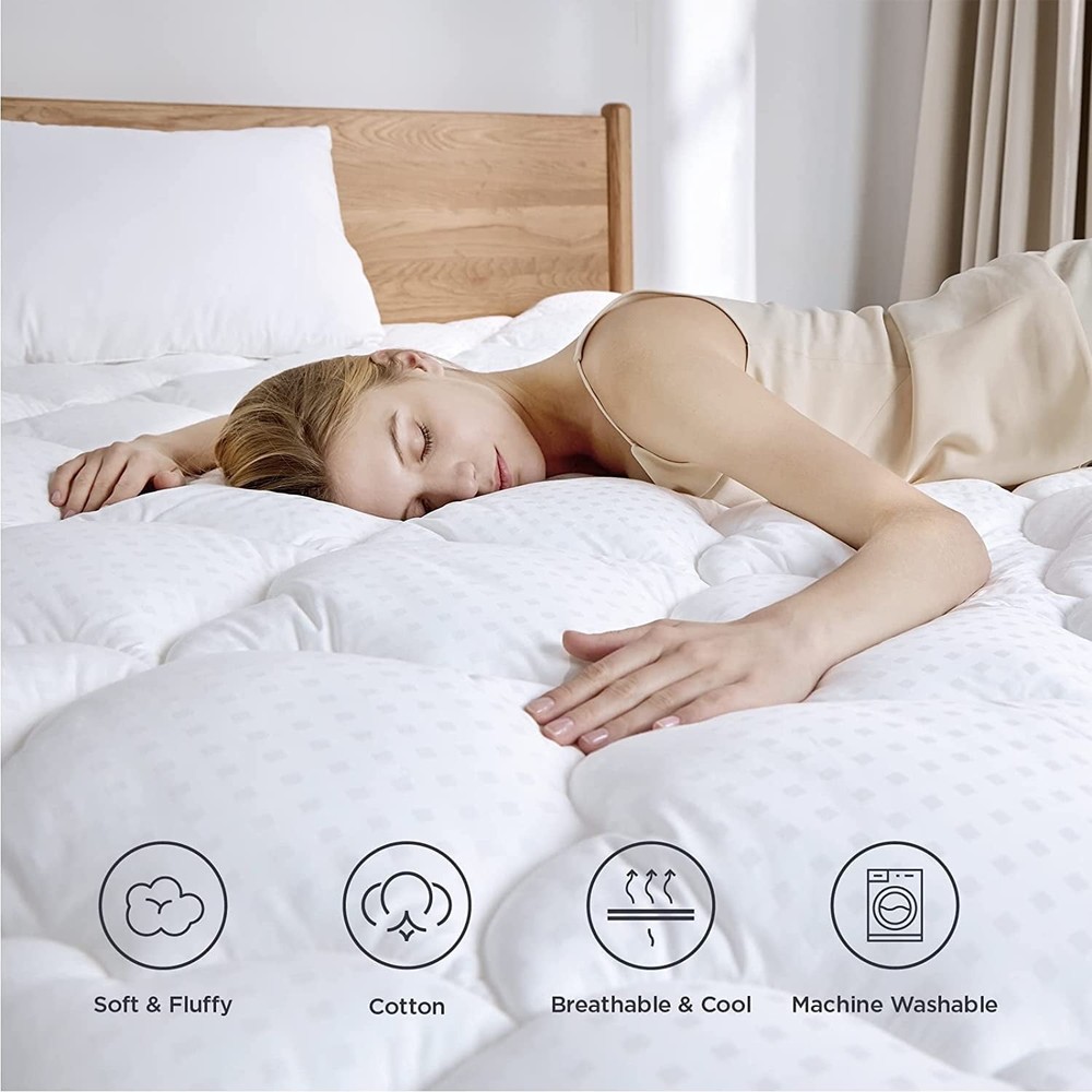 Cloud-Like CA King Extra Thick Pillowtop Mattress Pad Cooling Comfort Bedding