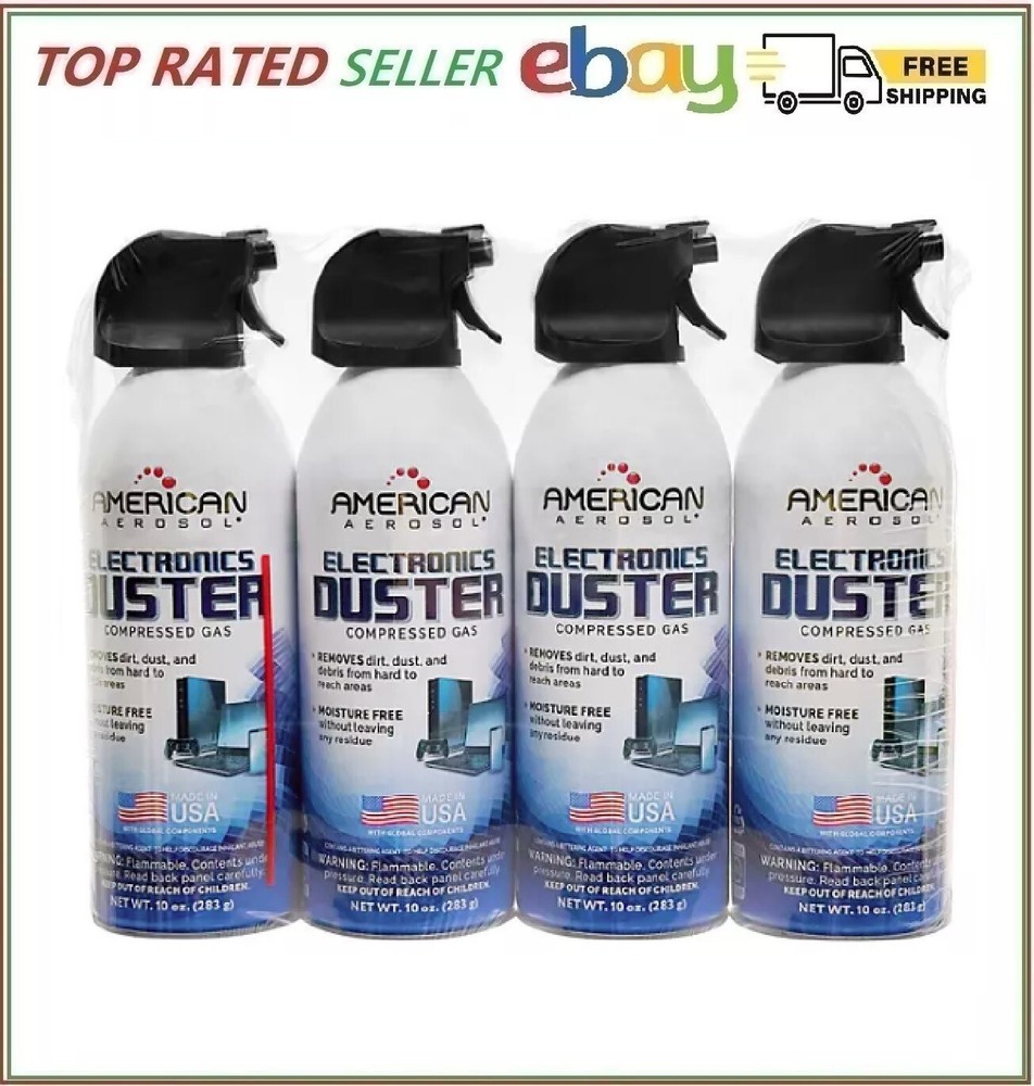 American Aerosol Compressed Gas Electronics Duster, 10 oz, 4 Pack - Powerful Dus