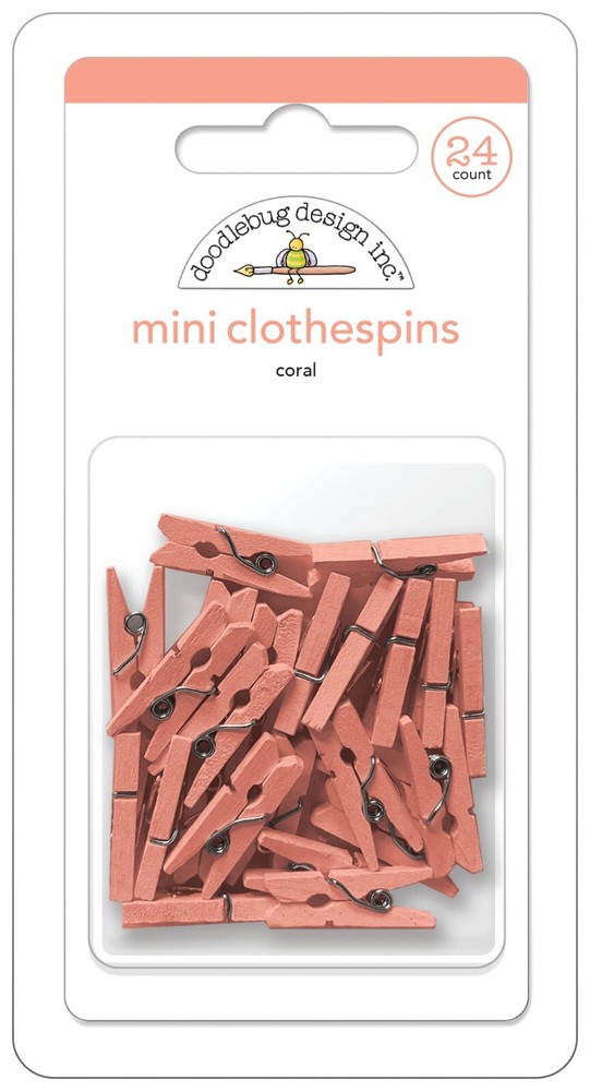 Doodlebug Mini Clothespins Add Dimension Projects Crafts Pendants Coral Orange