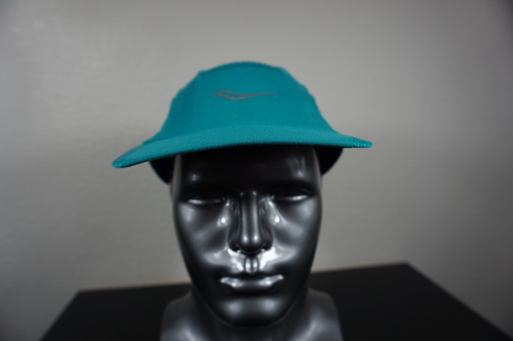 Saucony Hat Cap Adult One Size Green Unstructured 6 Panel Mesh Strap Back Low