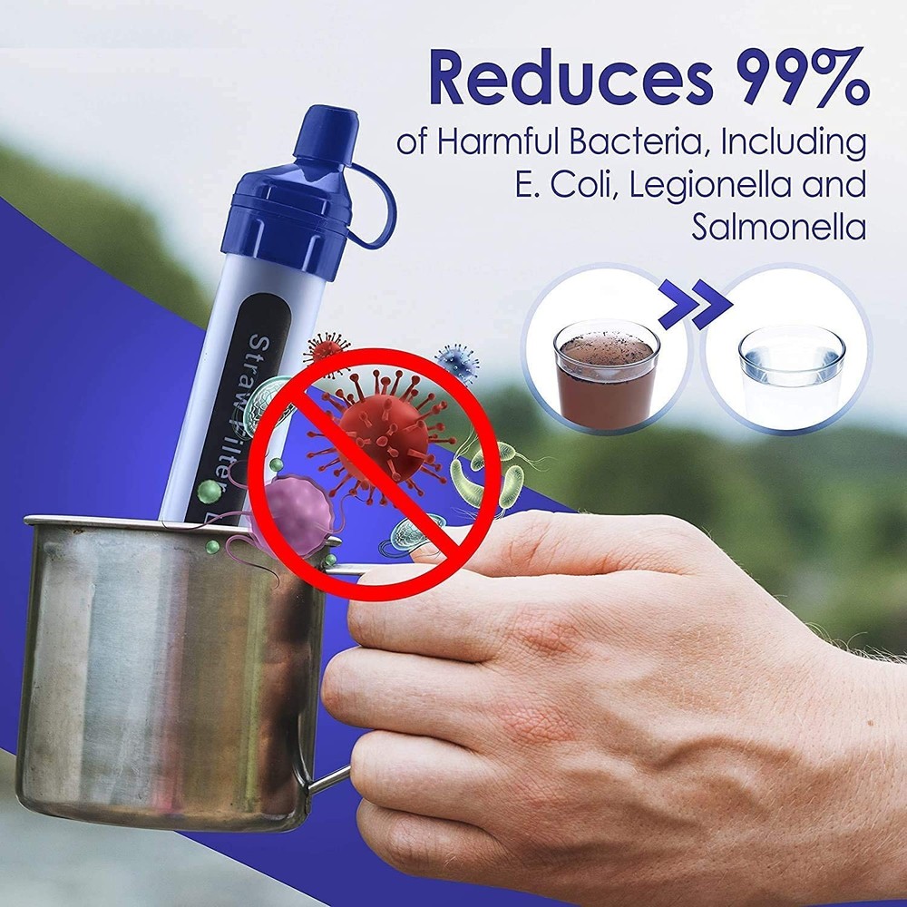 Emergency Water Filter Straw 4 Pack - Safe Drinking Water Anytime, Anywhere