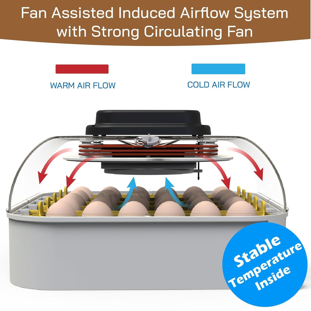 30 Egg Incubator with Humidity Display Egg Candler Automatic Egg Turner for Hatc