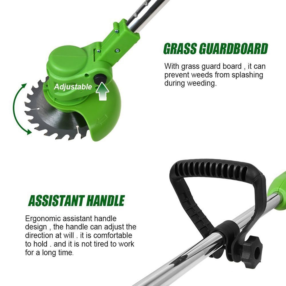Electric Cordless Grass String Trimmer Lawn Edger Weed Wacker Cutter + 2 Battery