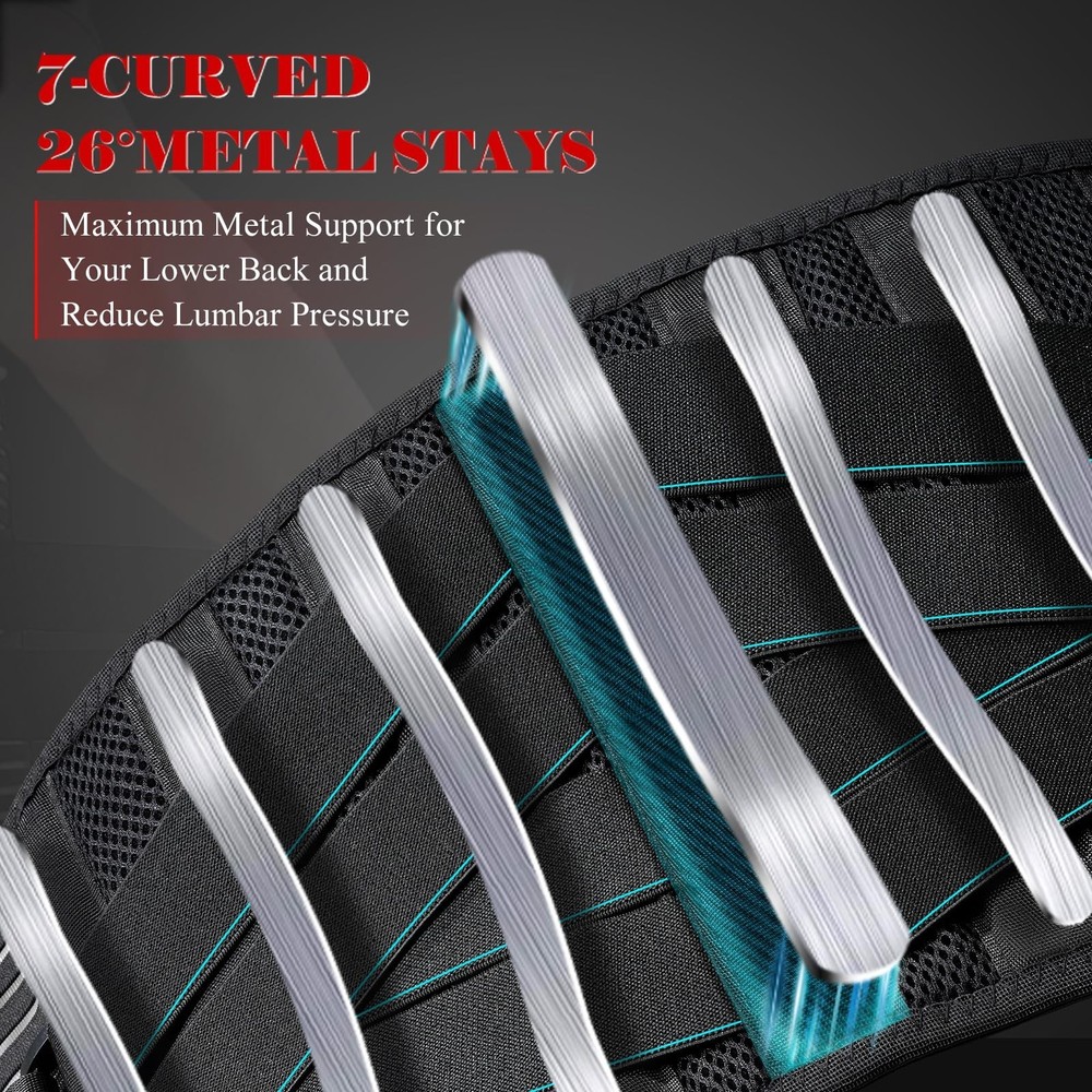 Plus Size Back Brace with 7 Bionic Metal Stays, Strong Support for Lower Back...