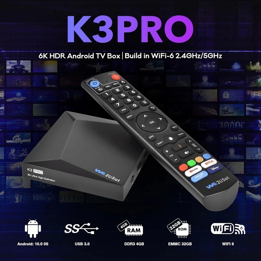 We2USat K3 PRO Android TV Box 4K HDR Set-Top Box
