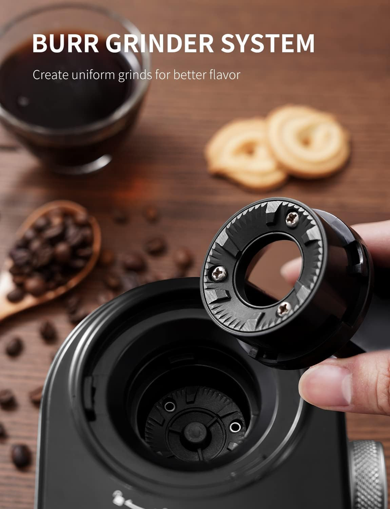 Coffee Grinder, Adjustable Burr Mill with 16 Precise Grind Setting for 2-14 Cup,