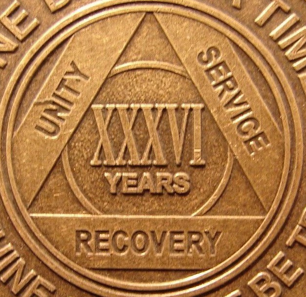 Alcoholics Anonymous AA 36 Year Bronze Medallion Token Chip Sobriety Sober