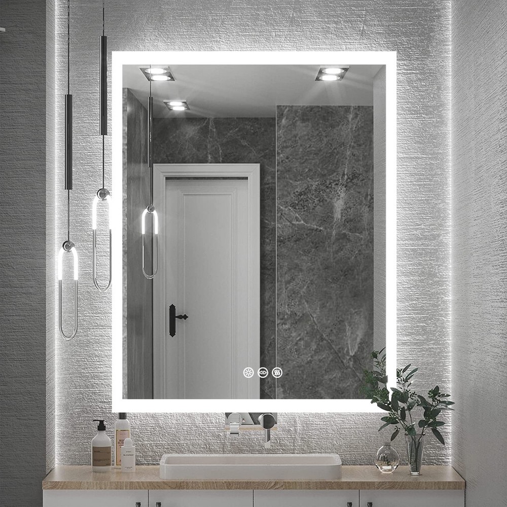 LED Bathroom Mirror Wall-Mounted Vanity Mirror Dimmable Anti-Fog Memory Function