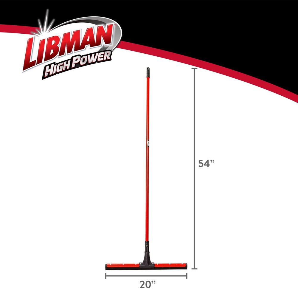 Libman 20" Rubber Flex Blade Floor Squeegee Red Steel Handle