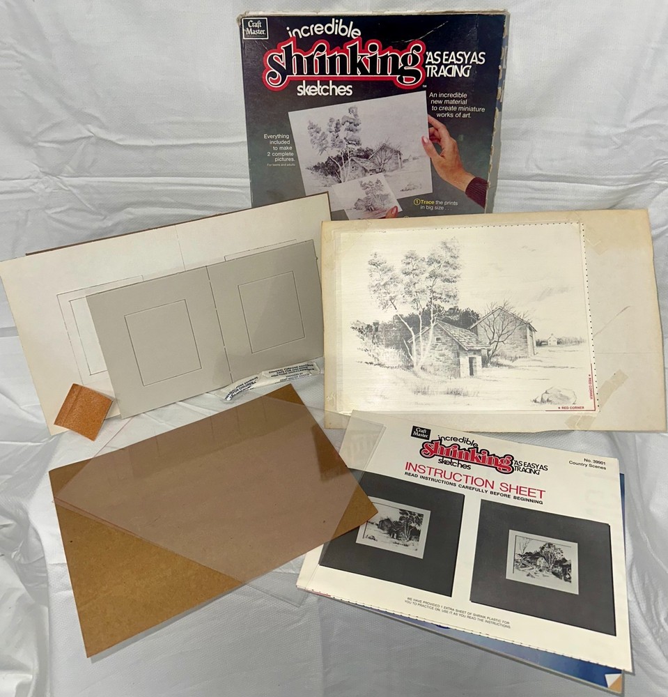 1970s Craft Master Incredible Shrinking Sketches Art Drawing Kit Complete