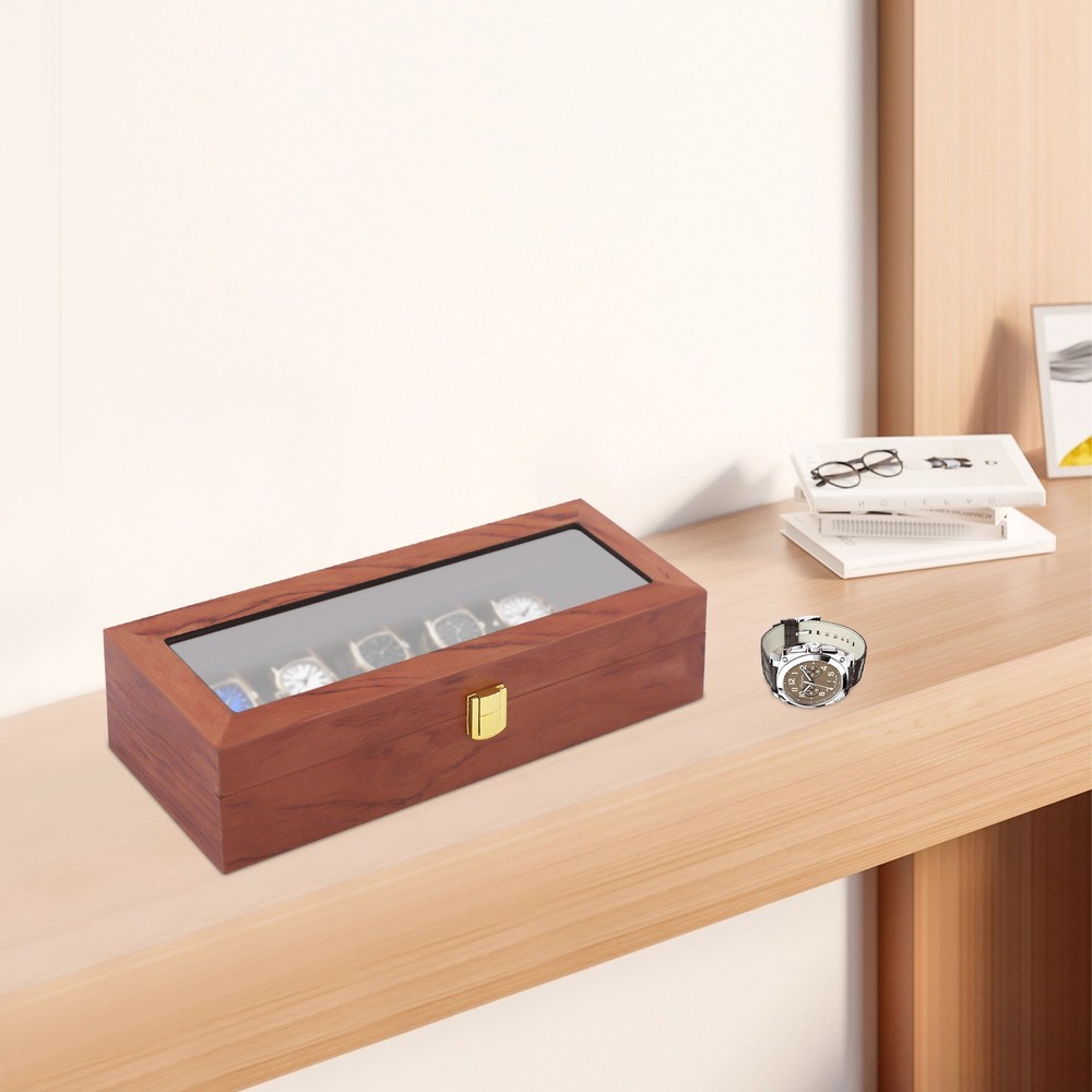 Watch Storage Box 6-Compartment Watches Display Case Storing Organizing Holder
