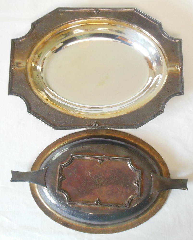 Knickerbocker Silver Co. Art Deco Silverplate Covered Serving Dish Mono
