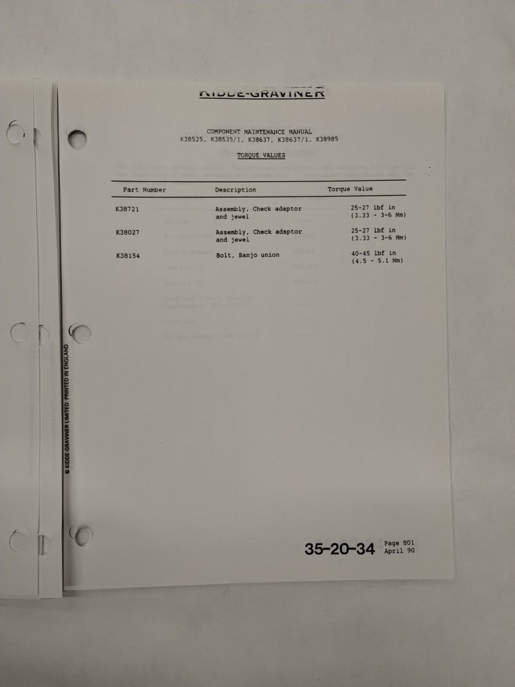 Kidde-Graviner Mask Stowage Box Assemblies Component Maintenance Manual-Original