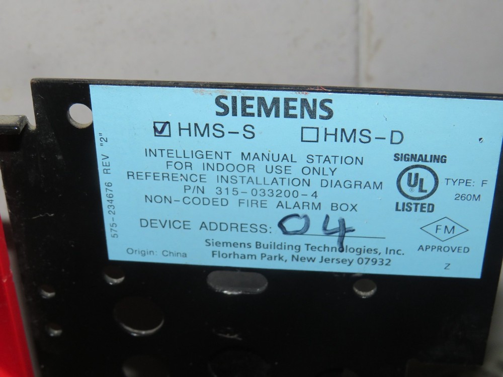 SIEMENS HMS-S SINGLE ACTION PULL STATION QUANTITY AVAILABLE