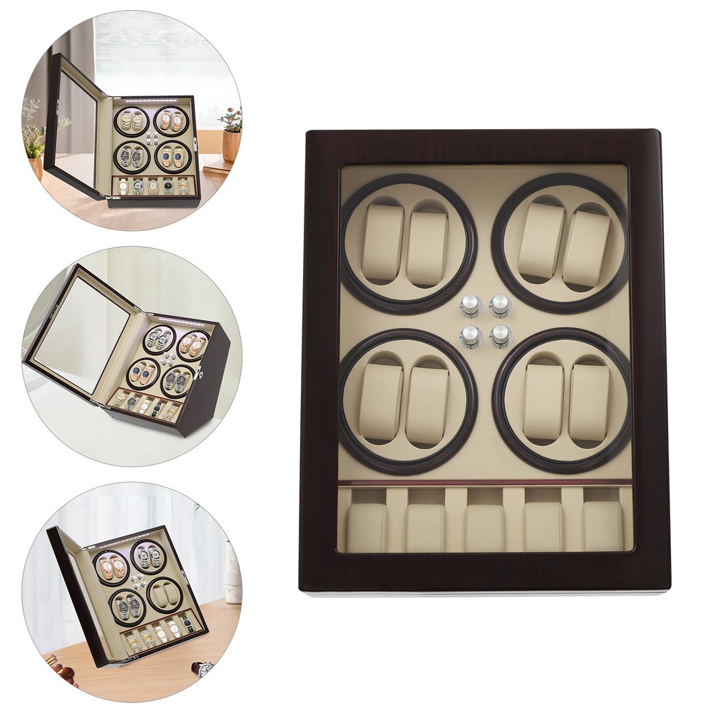 8+5 Automatic Watch Winder Box Watch Display Case Storage with LED Light 4 Modes