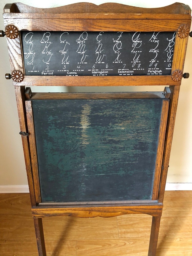 Antique Childs Desk/Easel Solid Oak With Chalk Board