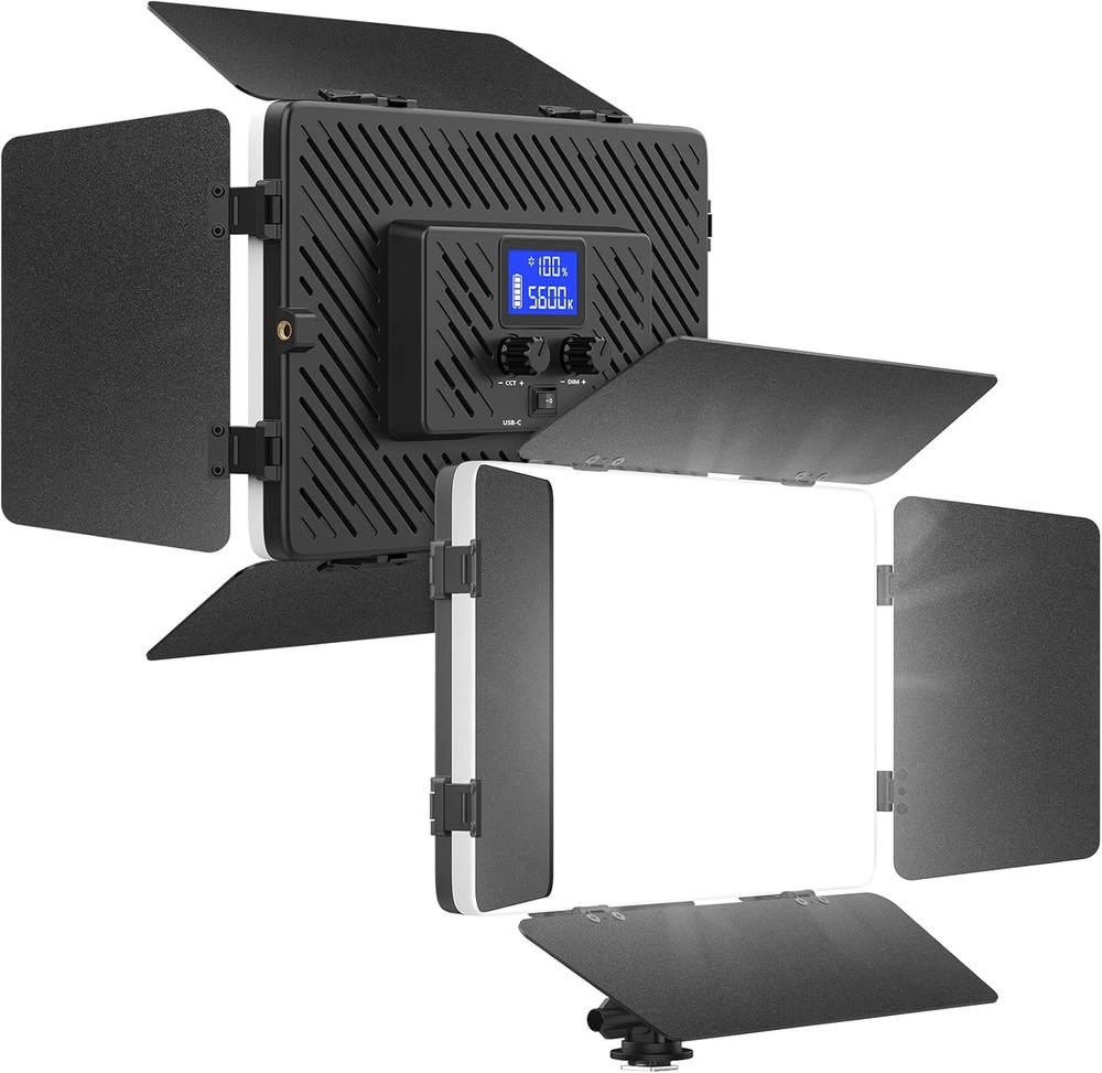 Led Video Light Panel Light with Barn Doors, 4000Mah Rechargeable Camera Lightin