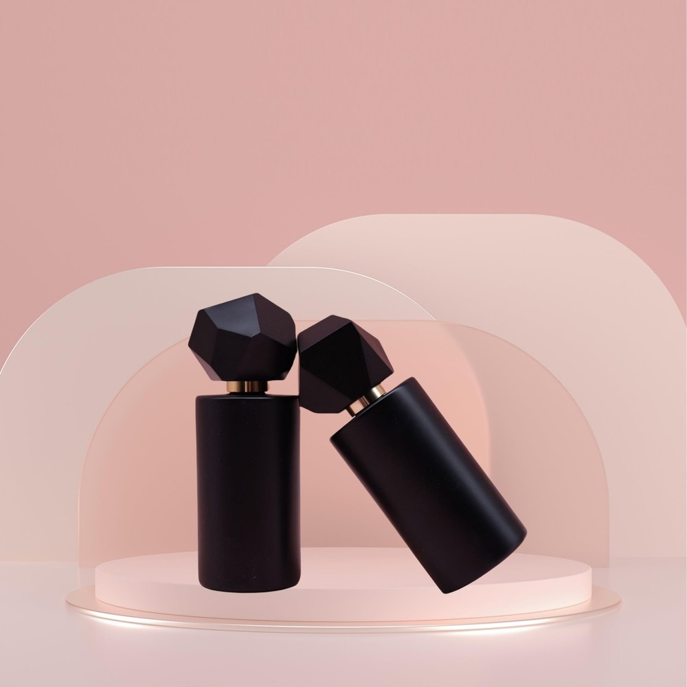 2 Pcs 50ml Glass Atomizer Perfume Spray Bottle - Black Refillable 50ml-Black