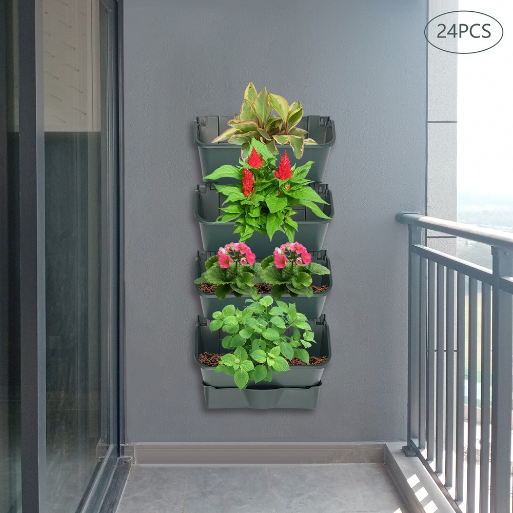 Hanging Vertical Garden Planter - 24 Pots With Automatic Watering System