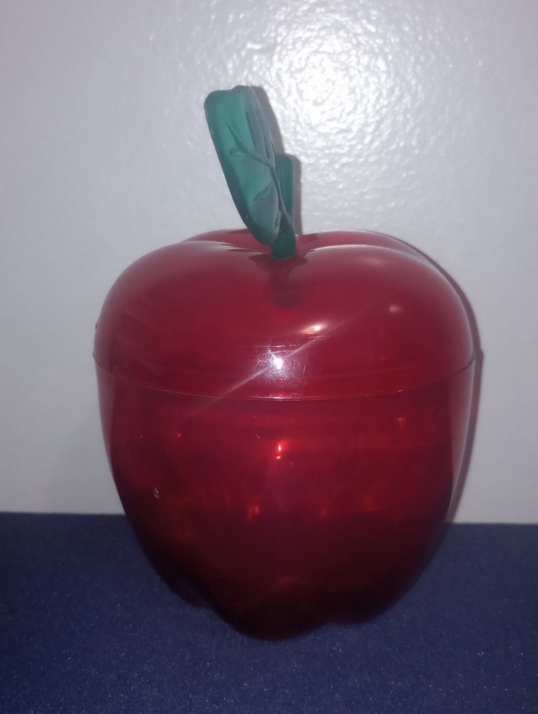 Vintage Plastic Red Apple Candy Container Holder
