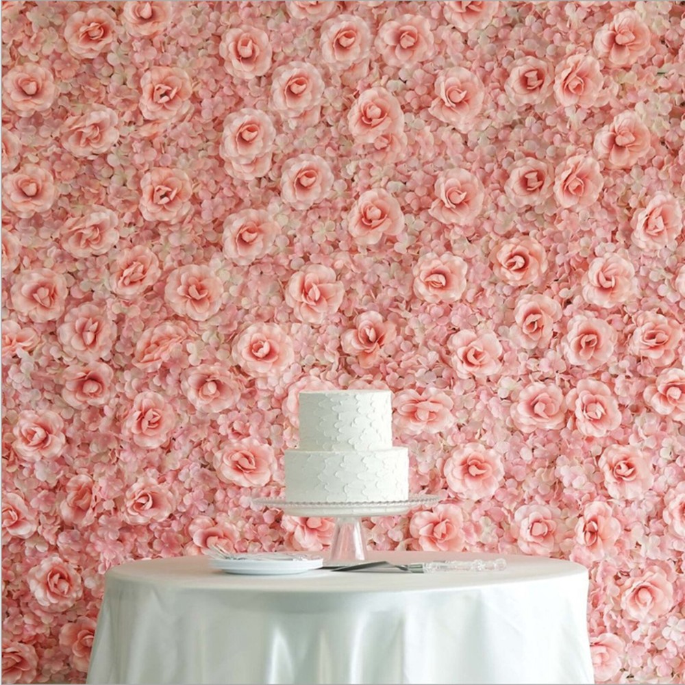 Artificial Rose Hydrangea Flower Wall Panels Wedding Backdrop 60 X40cm 12pcs