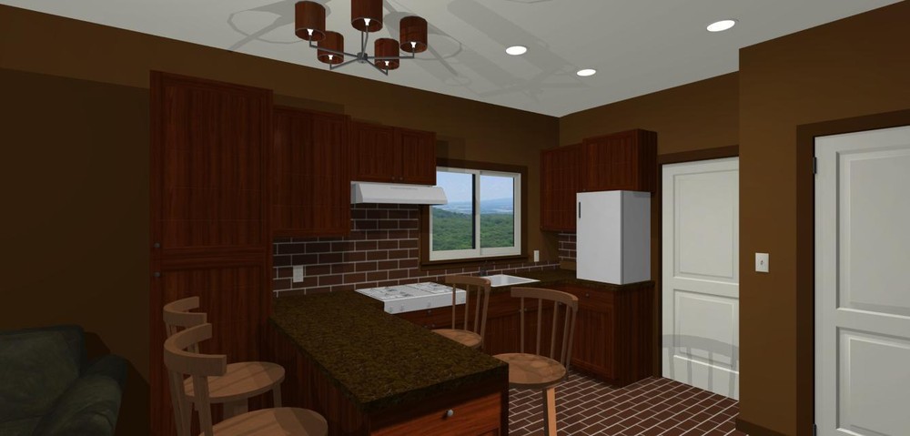 ADU/Tiny House Plans 384 square feet with outdoor deck.