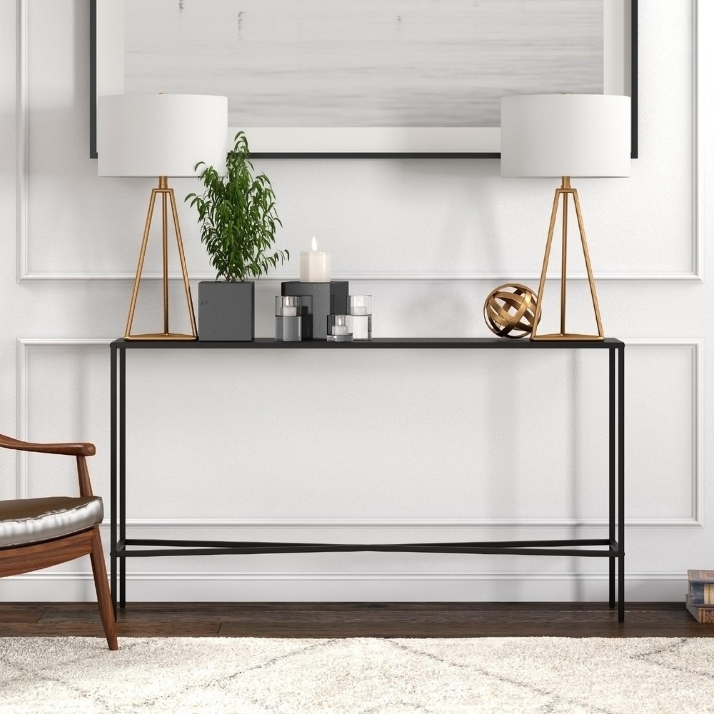 Henley 55'' Wide Rectangular Console Table with Metal Top in Blackened Bronze