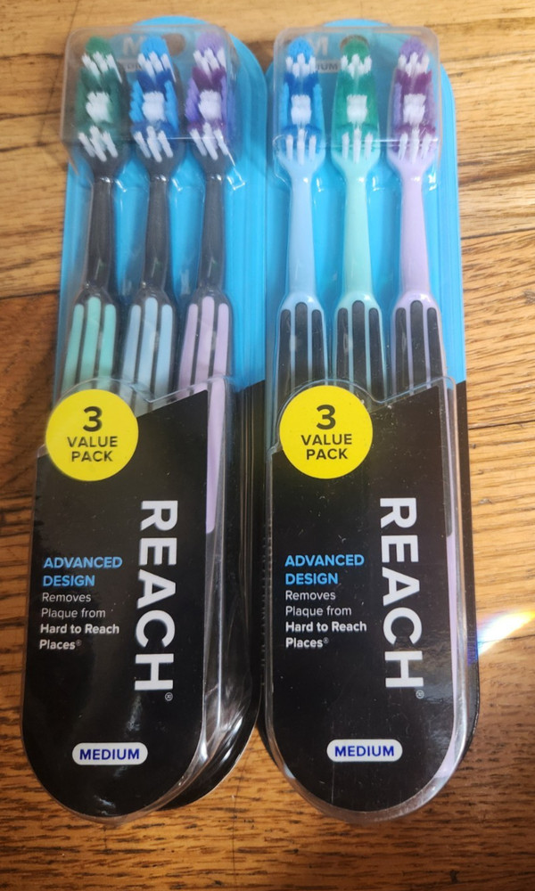 6 PK - Reach Advance Design Medium Toothbrush