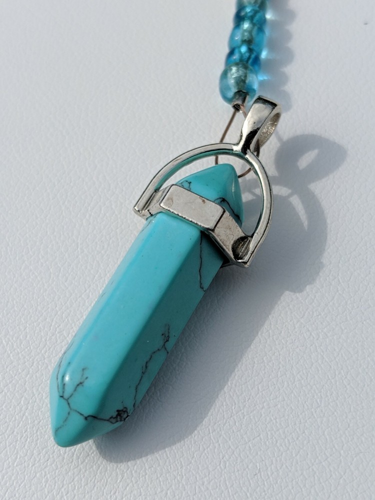 Blue Howlite Point Pendulum (Reiki blessed, hand-crafted)