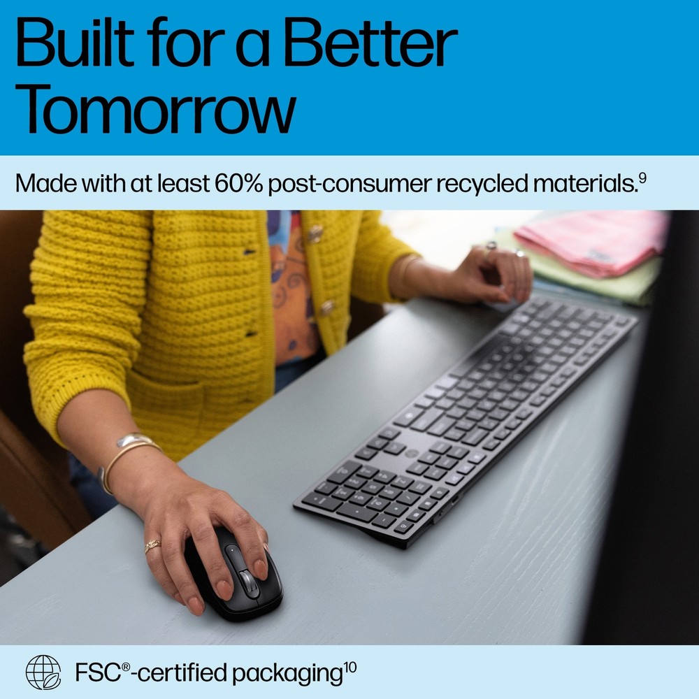 HP 725 Multi-Device Rechargeable Wireless Keyboard and Mouse Combo