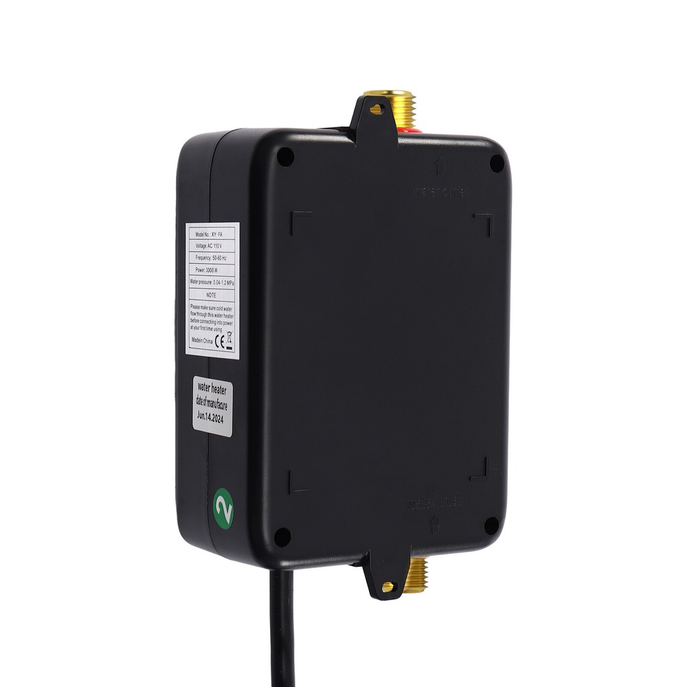 110V 3000W Black Instant Electric Hot Water Heater Wall Mounted 4.57*2.76*7.68in