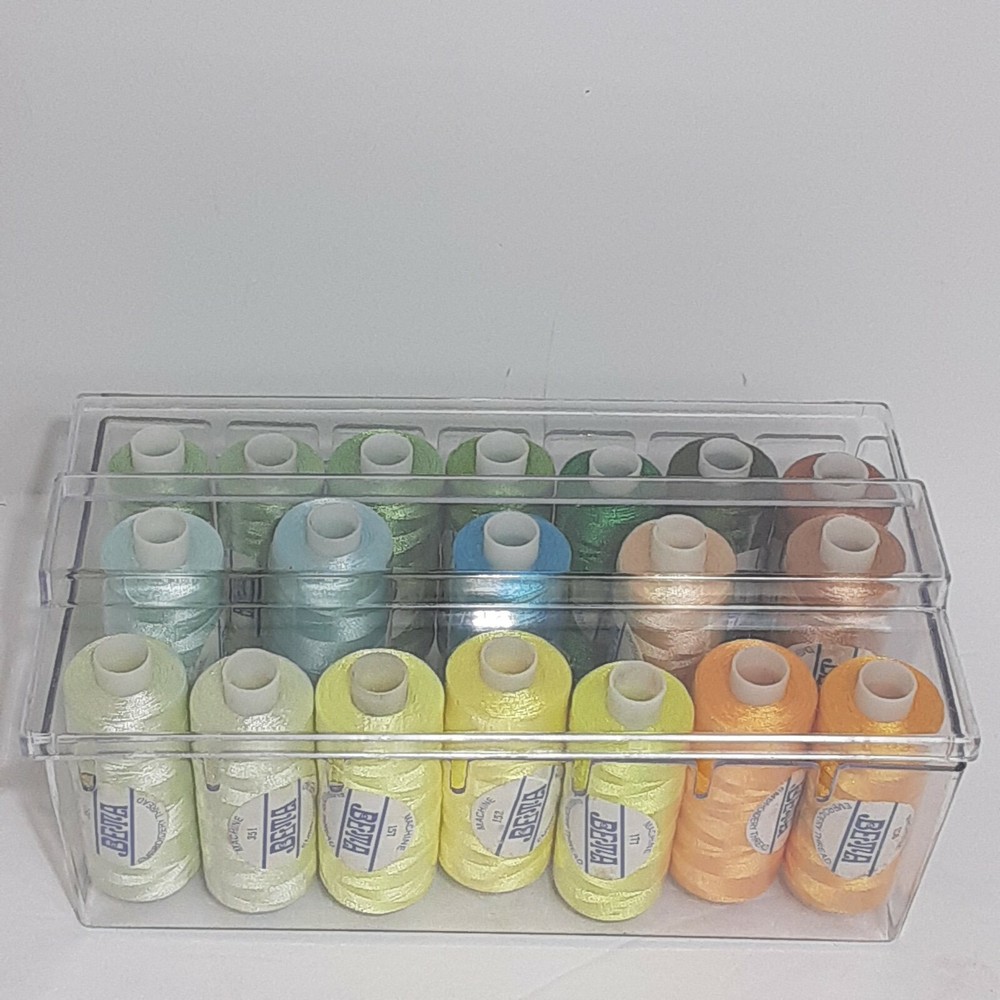 19 Beta Machine Embroidery Polyester Thread Multi Color w/ Case Thread Holder