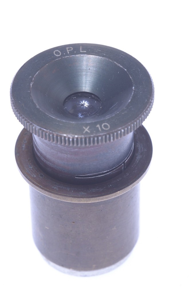 ✅ OPL, O.P.L. MICROSCOPE 10X OCULAR MICROMETER 23MM DIAMETER MOUNT LENS