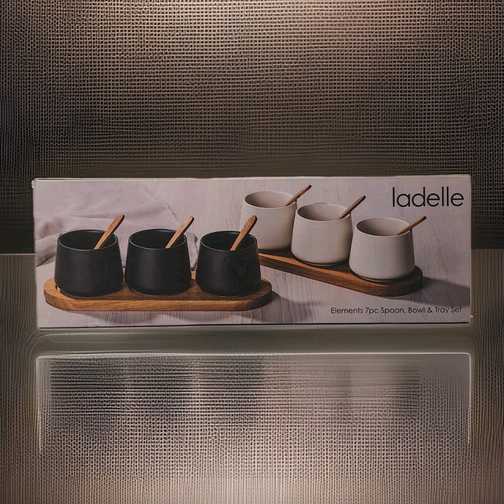 Ladelle: Elements 4 white deep Bowl Spoon & Tray  Set