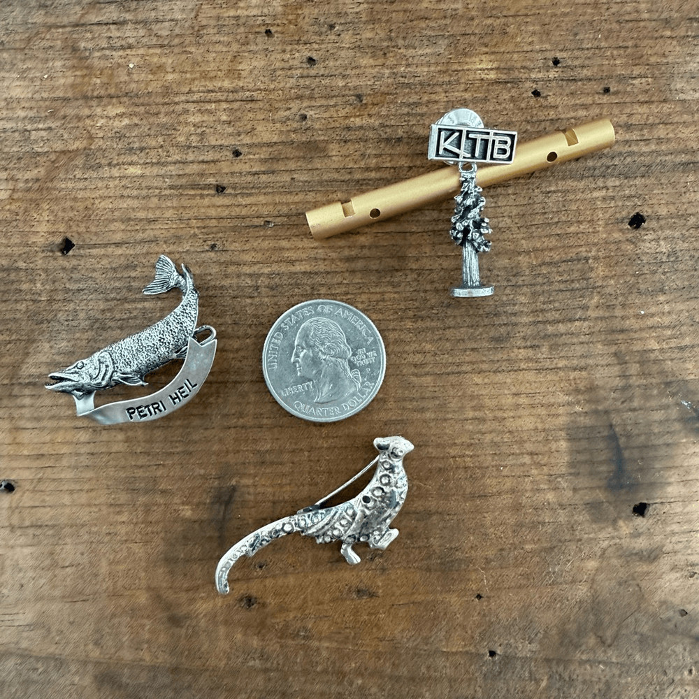 3 Vintage Pewter Hat or Blazer Pins