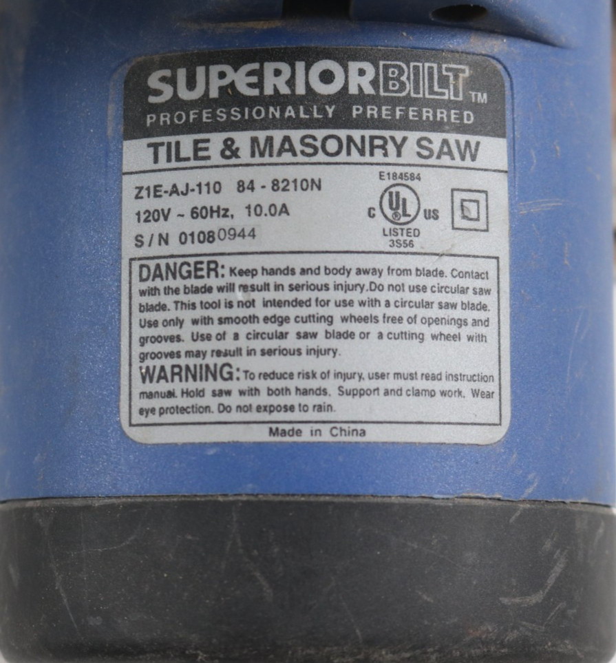 SuperiorBilt Tile MASONARY Wet Saw W/CASE