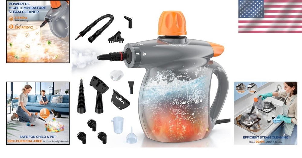 Compact Handheld Steam Cleaner - Lightweight with Fast Heat-Up Technology